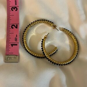 Jet black and gold beaded Rachel Leigh hoops